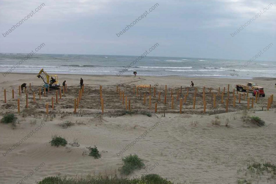 Montage d'un restaurant de plage